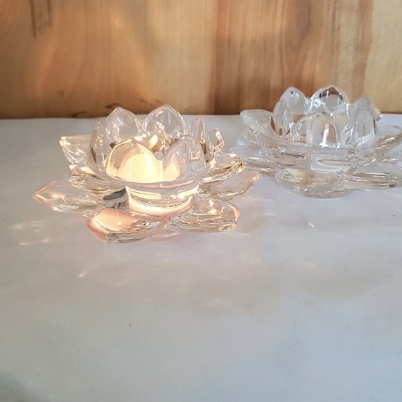 2012 Partylite Lotus Flower Votive Holder set of 2 tealights P91289 floral - Picture 8 of 12